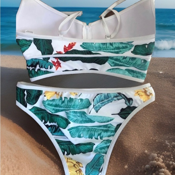 Tropical matching two piece bikini swimsuit set. Padded & zipper top NWOT⚡️SALE - Picture 7 of 12